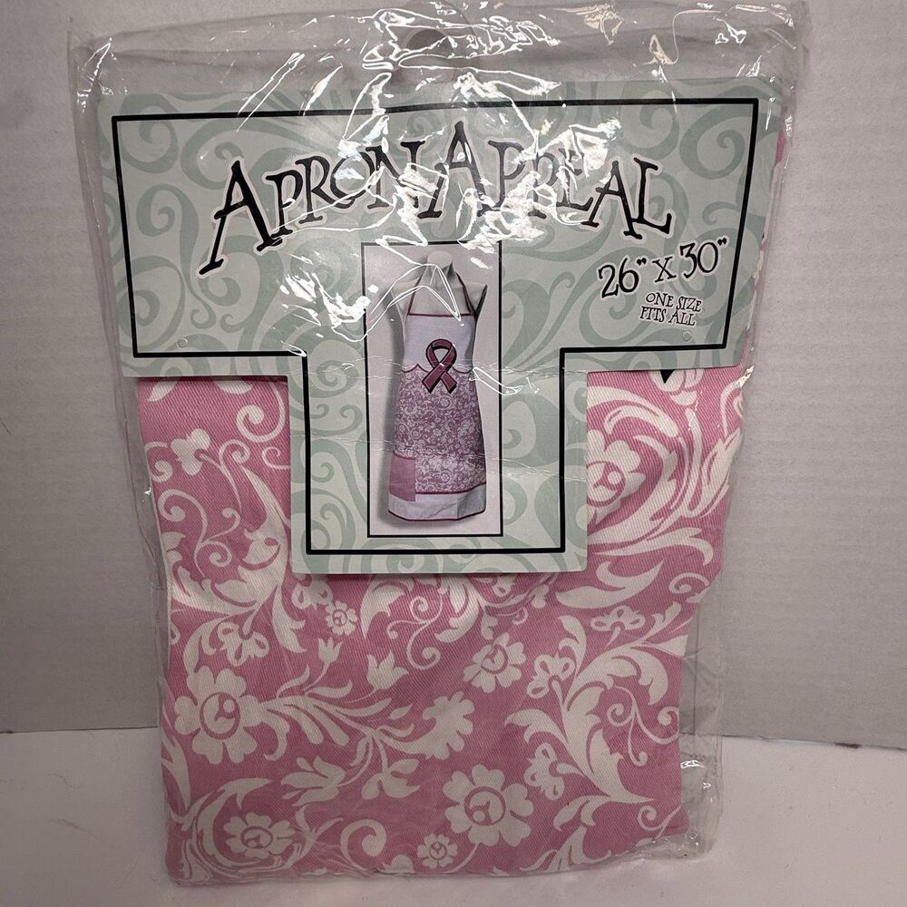 Spoontiques Apron Appeal Pink Ribbon Breast Cancel Awareness Apron One Size New